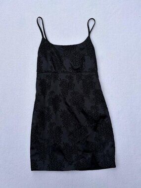 Wild Fable Black Jacquard Satin Mini Dress Size XS Goth Gothic Romantic Summer